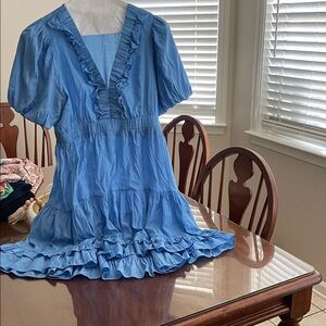 Umgee Blue Ruffle Mini Dress